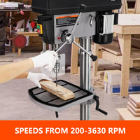 17 Inch 12A Floor Drill Press, Swing Guard, 200-3630 RPM