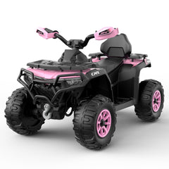 Garvee 12V Electric Ride On Car for Kids 3-8 Years, 2 * 45W Motor, Remote Control, LED Lights, Music Player & Emergency Brake, Battery Powered Cars for Toddlers & Big Kids - Pink - Pink