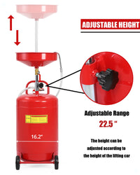 18 Gal Portable Oil Drain Tank with Air Operated, Adjustable Funnel - GARVEE