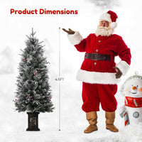 Garvee 4.5ft Christmas Tree, Pre-Lit Artificial Christmas Tree with Snowflake Base, 200 LEDs & 8 Lighting Modes, Prelit Xmas Pine Tree Christmas Decoration for Yard, Home, Office, Entrances