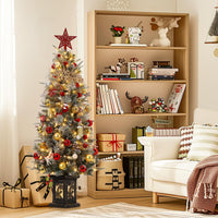 Garvee 4.5ft Christmas Tree, Pre-Lit Artificial Christmas Tree with Snowflake Base, 200 LEDs & 8 Lighting Modes, Prelit Xmas Pine Tree Christmas Decoration for Yard, Home, Office, Entrances