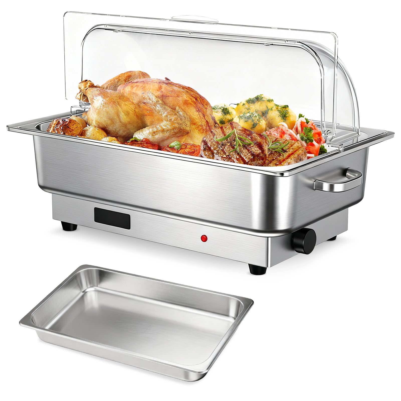 Garvee 9.5QT(1×1/1Pan)Electric Chafing Dish Set with Temperature Control , Stainless Steel Buffet Servers and Warmers, for Catering