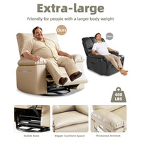 Garvee 360 Degree Swivel Recliner Chair for Adults, Oversized Electric Rocker Recliner with Massage and Heating, Faux Leather Single Sofa Chair  for Living Room Bedroom, Beige
