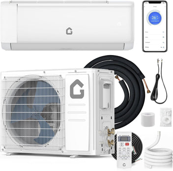 Garvee 9000 BTU Ductless Mini Split Air Conditioner & Heater - 19 SEER2 Inverter - WiFi & Alexa Enabled - 115V - Quiet Cooling & Heating for 550 Sq.Ft - Remote & App Control - Self-Cleaning - Wall Mounted - Installation Kit Included - US Standard