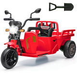 Garvee Ride P Series 3-Wheels Electric Tricycle w/Trailer, 12V Battery Powered Kids Motorcycle with Sand Shovel, 2x55W Motors, Bluetooth, Music, Headlight, Ride on Motorcycle for Kids Toddlers, Gift for Boys Girls,  Red - Red
