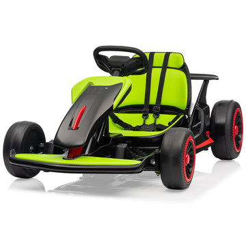 Garvee Ride - G Series: 6+,24V Drift Kart with 2X150W Strong Motor, 7AH Big Battery, Electric Pedals, Electric Go Kart Outdoor Race Toy - Green