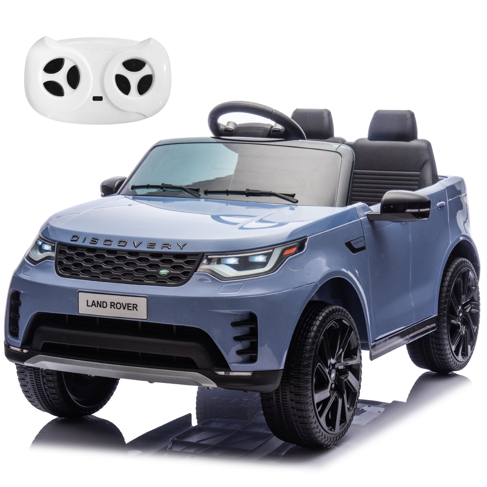 Garvee Ride P Series 12V Kids Ride On Car Land Rover Style Dual Motors 3 Speed Modes 4.5Ah Battery Safety Seatbelt Remote Control Black Outdoor Play - Light Blue
