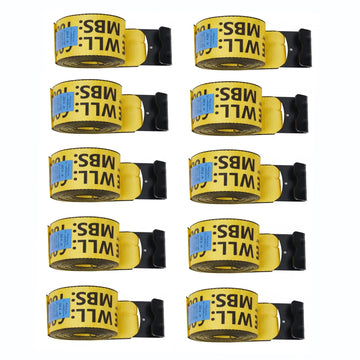 Garvee 4" x 30' Heavy Duty Truck Straps with Flat Hooks for Flatbed Trucks Trailers Farms Towing Tree Saver, Yellow, 10 Pack