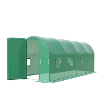 Garvee Walk-in Greenhouse Tunnel 15x6.5x6.5ft,Galvanized Steel Tunnel Greenhouse with Doors and Window,Garden Hot House for Home Gardening Seed Germination