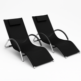 Garvee Patio Lounge Chairs Set of 2 - Outdoor Chaise Lounge Chairs With Headrests Iron Pool Chaise Lounges for Pool Garden Beach and Backyard - Black