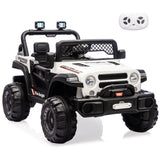 Garvee 12V Kids Electric Ride-On Truck – Dual Motors, 3 Speeds, Remote Control, Spring Suspension, LED Lights, Music, Safety Belt, Storage – Battery Powered Car Toy for Boys & Girls Ages 2-8, White - White