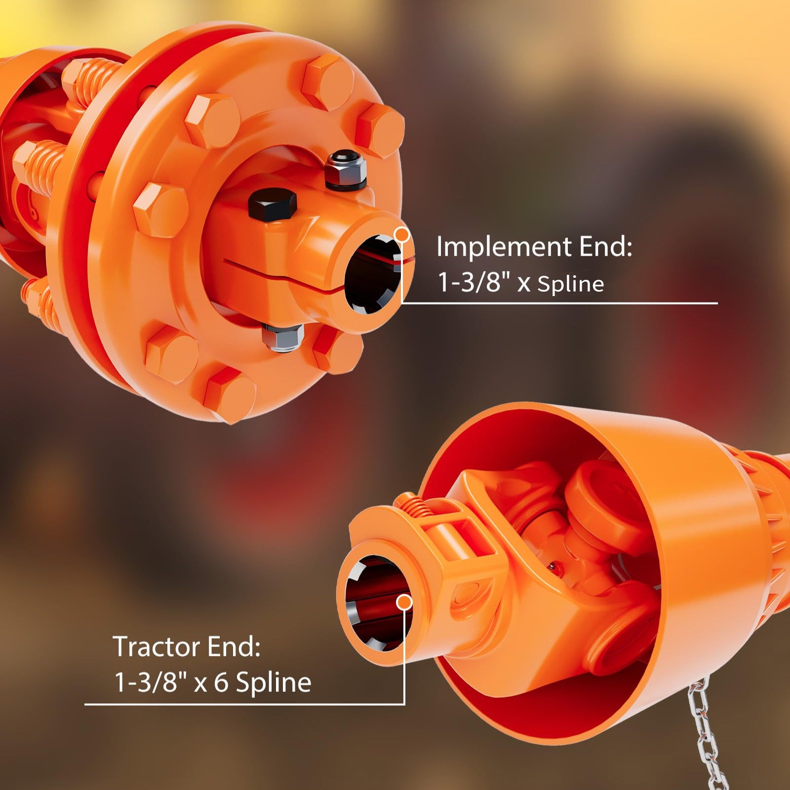 Garvee 43"-57" PTO Shaft, 1-3/8" PTO Drive Shaft, 6 Spline Both Ends PTO Driveline Shaft, Series 4 Tractor PTO Shaft w/Slip Clutch for Bush Hog, Finish Mower