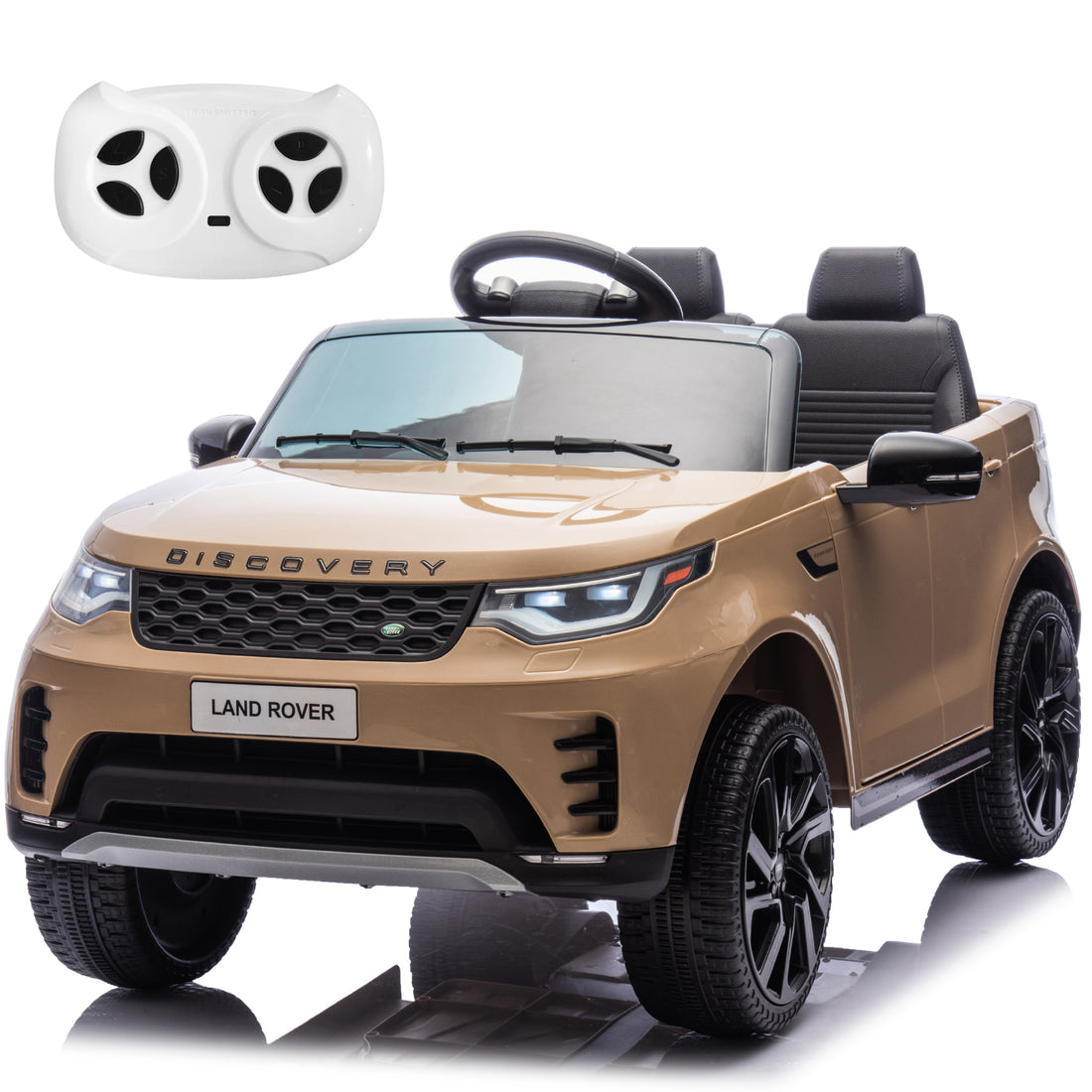 Garvee Ride P Series 12V Kids Ride On Car Land Rover Style Dual Motors 3 Speed Modes 4.5Ah Battery Safety Seatbelt Remote Control Black Outdoor Play - Brown