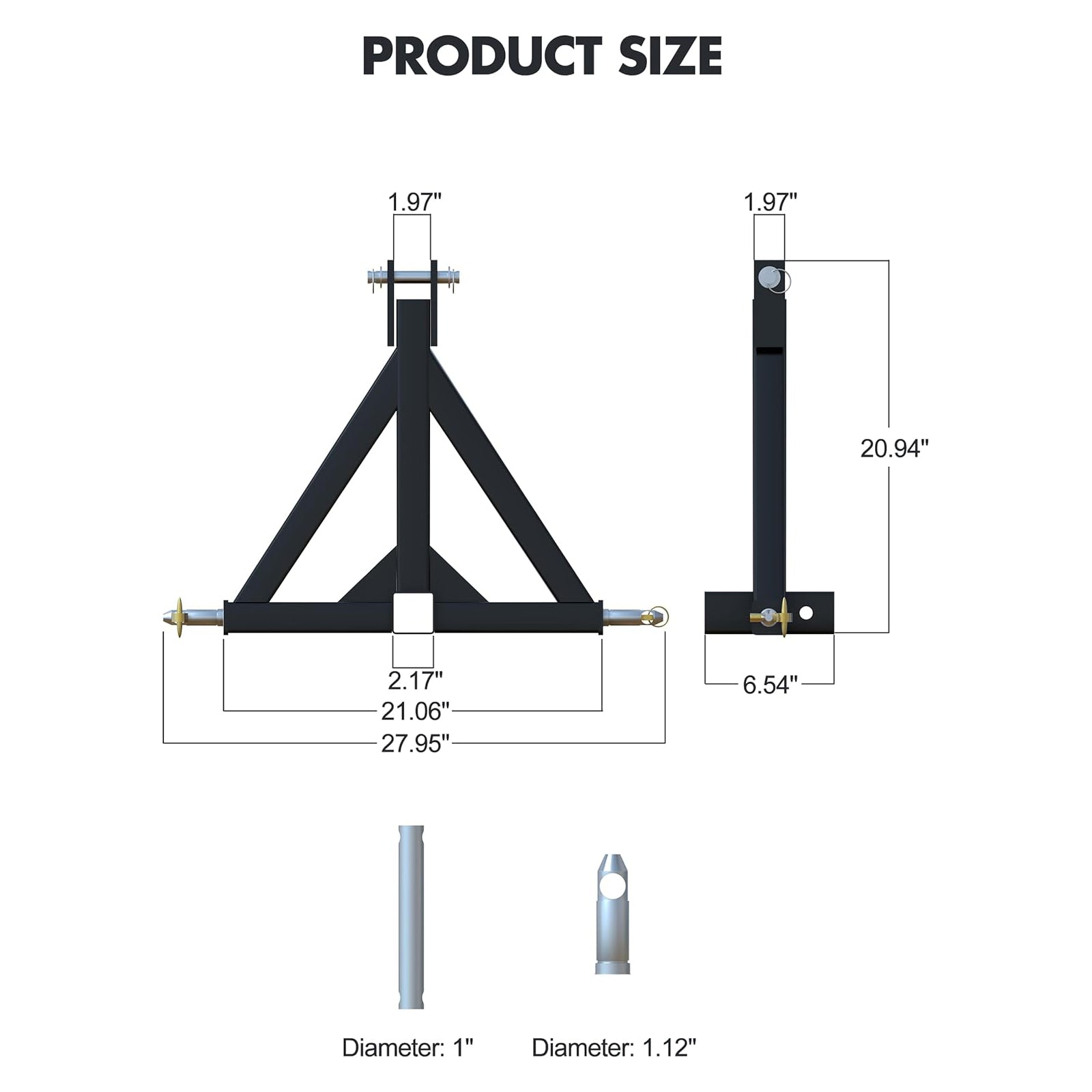 Garvee 3 Point Hitch Receiver 2" Trailer Hitch Heavy Duty Steel Drawbar Adapter Quick Change Bottom Pin Design Fits BX Kubota LM25H WLM NorTrac Yanmar Kioti Cat Tractors Industrial Use