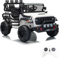 Garvee 24V Ride on Toys for Big Kids, 2-Seater Electric Ride on Car Truck with Remote Control, Four-Wheel Shock Absorbers, 4 Mph Max Speed, Music, LED Lights for Boys Girls, White
