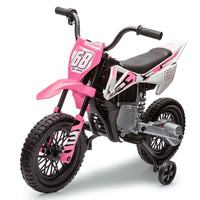 Garvee Ride - P Series: 12V Kids Electric Dirt Bike, 25W*2 Motor, Twist Grip Throttle, Spring Suspension, Training Wheels, Ride-On Toy - Pink