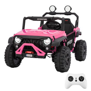 Garvee Ride P Series 24V Kids Toddler Ride On Truck 4WD 3 Speeds Large 7AH Battery Bluetooth MP3 Parent Safety Brake Red Outdoor Play - Pink