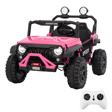 Garvee Ride P Series 24V Kids Toddler Ride On Truck 4WD 3 Speeds Large 7AH Battery EVA Tires Bluetooth MP3 Parent Safety Brake Red Outdoor Play - Pink