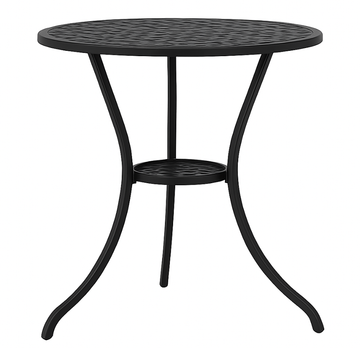 Garvee 24" Patio Bistro Table with 1.57" Umbrella Hole, Outdoor Cast Aluminum Round Side Table, Weather Resistant Antique Design Coffee Table for Balcony Backyard Porch and Garden, Black