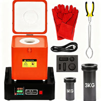 Garvee 1+3 KG Gold Melting Furnace Set,2100 °F Digital Electric Melting Furnace with 2 Crucibles,Temperature Control for Melt Scrap, Silver, Gold, Copper, Aluminum 110V