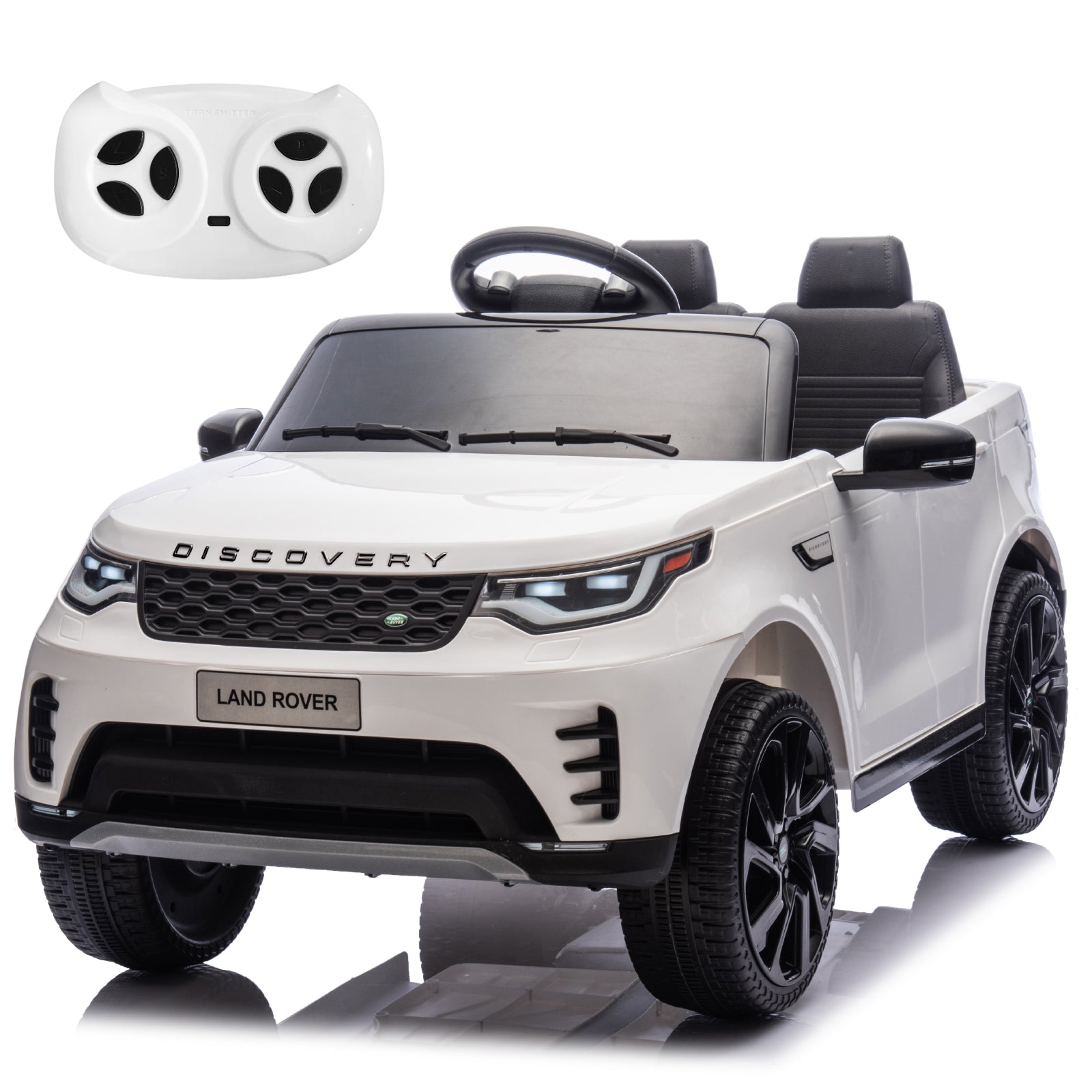 Garvee Ride P Series 12V Kids Ride On Car Land Rover Style Dual Motors 3 Speed Modes 4.5Ah Battery Safety Seatbelt Remote Control Black Outdoor Play - White