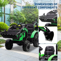 Garvee Ride P Series 3-in-1 Ride-On Tractor, 24V Electric, Excavator & Bulldozer, Remote Control, LED, Music, USB/Bluetooth max 66 lbs - Bright-green