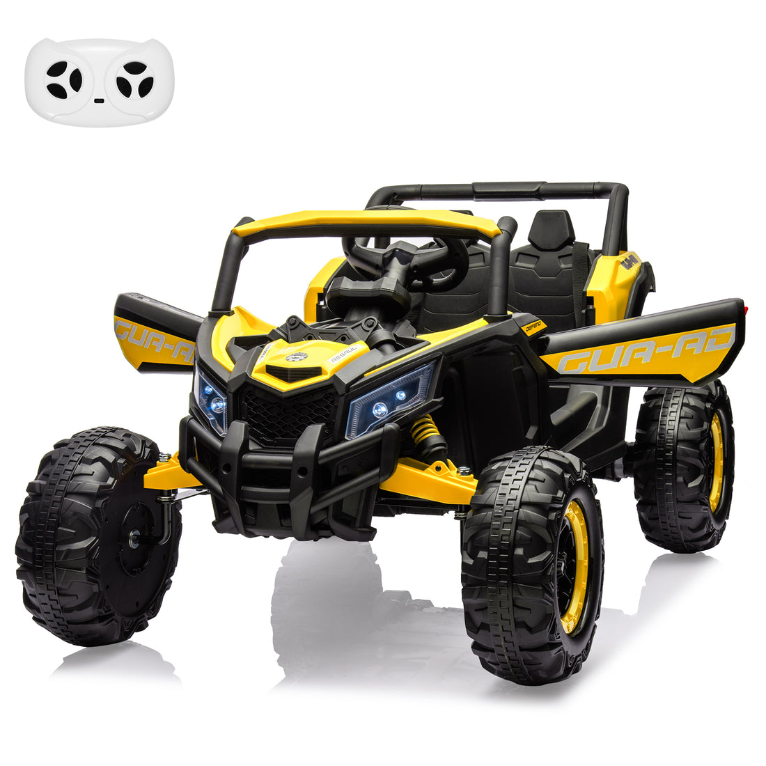 Garvee Ride - P Series: 24V Ride-On UTV: Remote Control, 200W Motor, Spring Suspension, Music, LED Lights, for Boys & Girls - Yellow