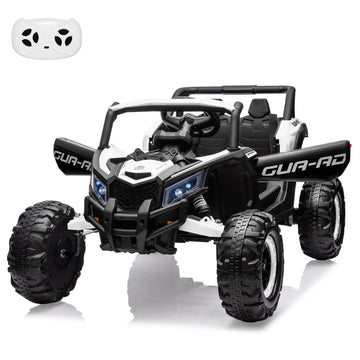 Garvee Ride - P Series: 24V Ride-On UTV, 200W Motor, Remote Control, Spring Suspension, Music, LED Lights, Electric Car for Boys Girls, Outdoor Adventure Toy White