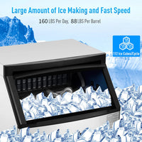 Garvee 160 lbs/24H Commercial Ice Maker – Stainless Steel Under Counter Machine with 88 lbs Ice Storage, Self-Cleaning, Quiet 433W Compressor, Smart LCD Control & Water Filtration for Bar & Restaurant