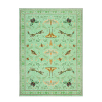 Garvee 8' x 10' Botanical Insect Area Rug, Washable Non-Slip Soft Low-Pile Moth, Butterfly & Dragonfly Rug for Living Room & Dining Room, Light Green