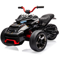 Garvee 12V Kids Ride On Toy 2x55W Engine 7AH Battery 3-7 km/h Speed 3-Wheeler Electric Vehicle with LED Lights Music USB Ideal for Outdoor Fun and Safe Play - Black