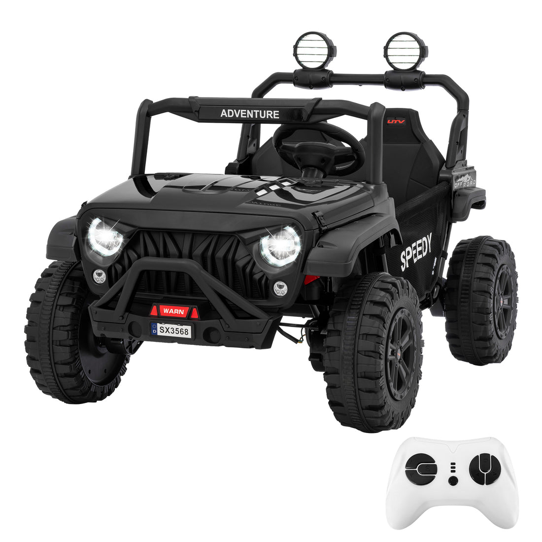 Garvee Ride P Series 24V Kids Toddler Ride On Truck 4WD 3 Speeds Large 7AH Battery Bluetooth MP3 Parent Safety Brake Red Outdoor Play - Black