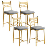 Garvee Counter Height Bar Stools Set of 4, Faux Leather Bar Chair with Back, Thick Cushion, Upholstered Bar Stools with Footrest for Kitchen Island, Counter Bar, Gold - Gold