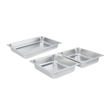 GARVEE 3 Pack Hotel Pans, 1x1/1+ 2x1/2Pan, Suitable for GARVEE Electric Chafing Dish, 0.8mm Thick Stainless Steel Steam Table Pan, 2.6-Inch Deep Commercial Table Pan, Catering Storage Food Pan, for Industrial & Scientific