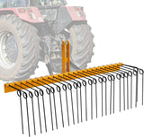 Garvee 60" Pine Straw Rake Updated Version - 8mm Tines, Steel Tow Behind for Cat 0 Cat 1 Tractors - Ideal for Leaves & Grass, Yellow - Yellow