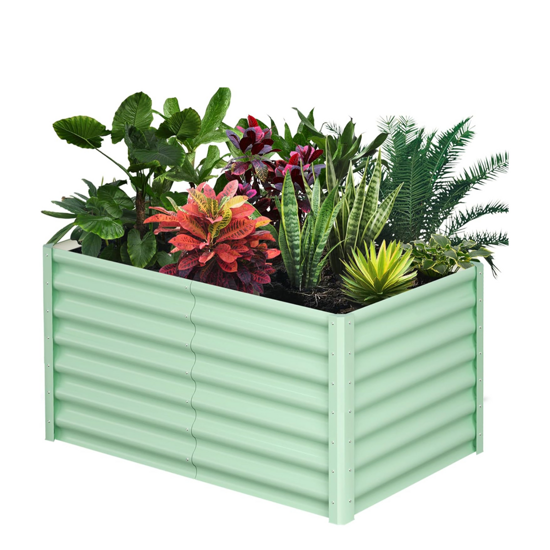 Garvee 6' X 3' X 2' Galvanized Raised Garden Bed, Outdoor Rectangular Metal Planter for Vegetables, Flowers & Herbs, Green