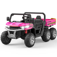 Garvee Ride - P Series: 2-Seater Ride On Car 24V 6X6 Kids Dump Truck with Remote, Battery 6 Wheeler, Electric UTV for 3 Years+, Outdoor Adventure Toy Vehicle Pink