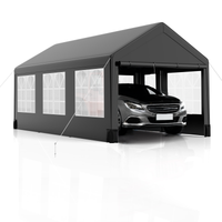 Garvee 10' X 20' Heavy-Duty Portable Garage - Galvanized Steel Frame, All-Season UV/Water Resistant Shelter with Ventilated Roll-Up Windows (Grey)