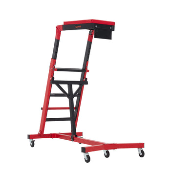 Garvee Automotive Creeper - Adjustable Height (49"-76"), 400 lbs Heavy-Duty Foldable Garage Creeper with 6 Swivel Casters, Padded Deck, and Tool Pouch for Mechanics and Lifted Automotive Repair, Red & Black