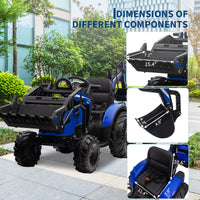 Garvee Ride P Series 3-in-1 Ride-On Tractor, 24V Electric, Excavator & Bulldozer, Remote Control, LED, Music, USB/Bluetooth max 66 lbs - Bright-blue