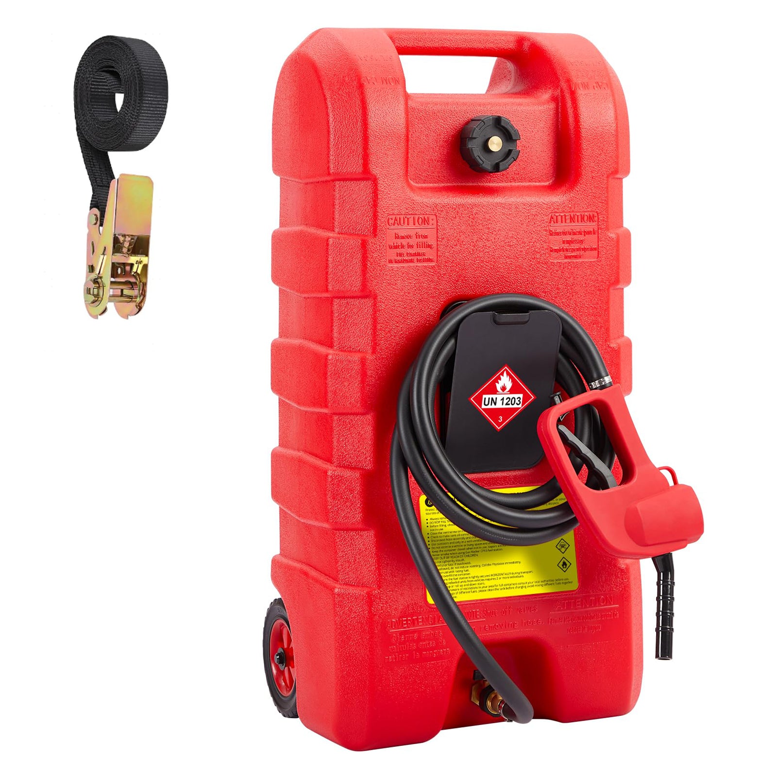 Garvee Fuel Caddy 15 Gallon Portable Diesel Fuel Caddy with Pump, 10ft Hose, Manual Siphon 7.5 L/min, UV-Resistant for Garage and Workshop, Red