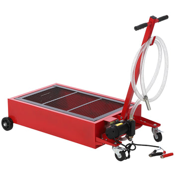 Garvee 20 Gal Electric Oil Drain Pan with 12V Pump & 7.5 Ft Hose, Low Profile & T Folding Handle Oil Drain Cart for Truck Cars SUVs