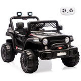 Garvee 12V Kids Electric Ride-On Truck – Dual Motors, 3 Speeds, Remote Control, LED Lights, Music, Spring Suspension, Safety Belt, Storage – Battery Powered Off-Road Car Toy for Boys & Girls Ages 2-8, Black - Black