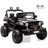 Garvee 12V Kids Electric Ride-On Truck – Dual Motors, 3 Speeds, Remote Control, LED Lights, Music, Spring Suspension, Safety Belt, Storage – Battery Powered Off-Road Car Toy for Boys & Girls Ages 2-8, Black
