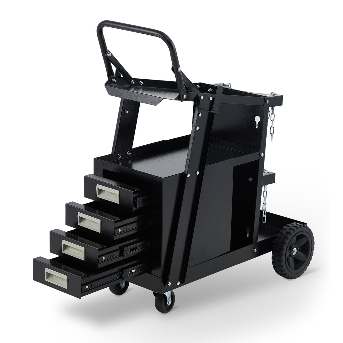 Garvee Welding Cart with 4 Drawers, 360 Swivel Wheels, Heavy Duty Hooks, Steel Frame, Gas Tank Storage, Home Workshop & Job Site Use