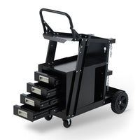 Garvee Welding Cart with 4 Drawers, 360 Swivel Wheels, Heavy Duty Hooks, Steel Frame, Gas Tank Storage, Home Workshop & Job Site Use
