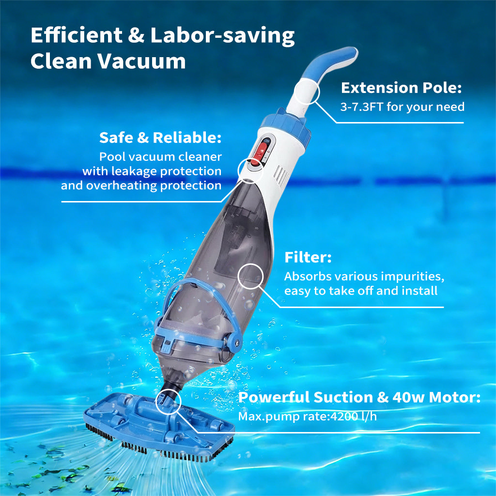 Garvee Handheld Pool Vacuum, Quick Charge & 60min Longer Continous Running Time, Cordless Rechargeable Pool Vacuums Cleaner for Above & In-ground Pools