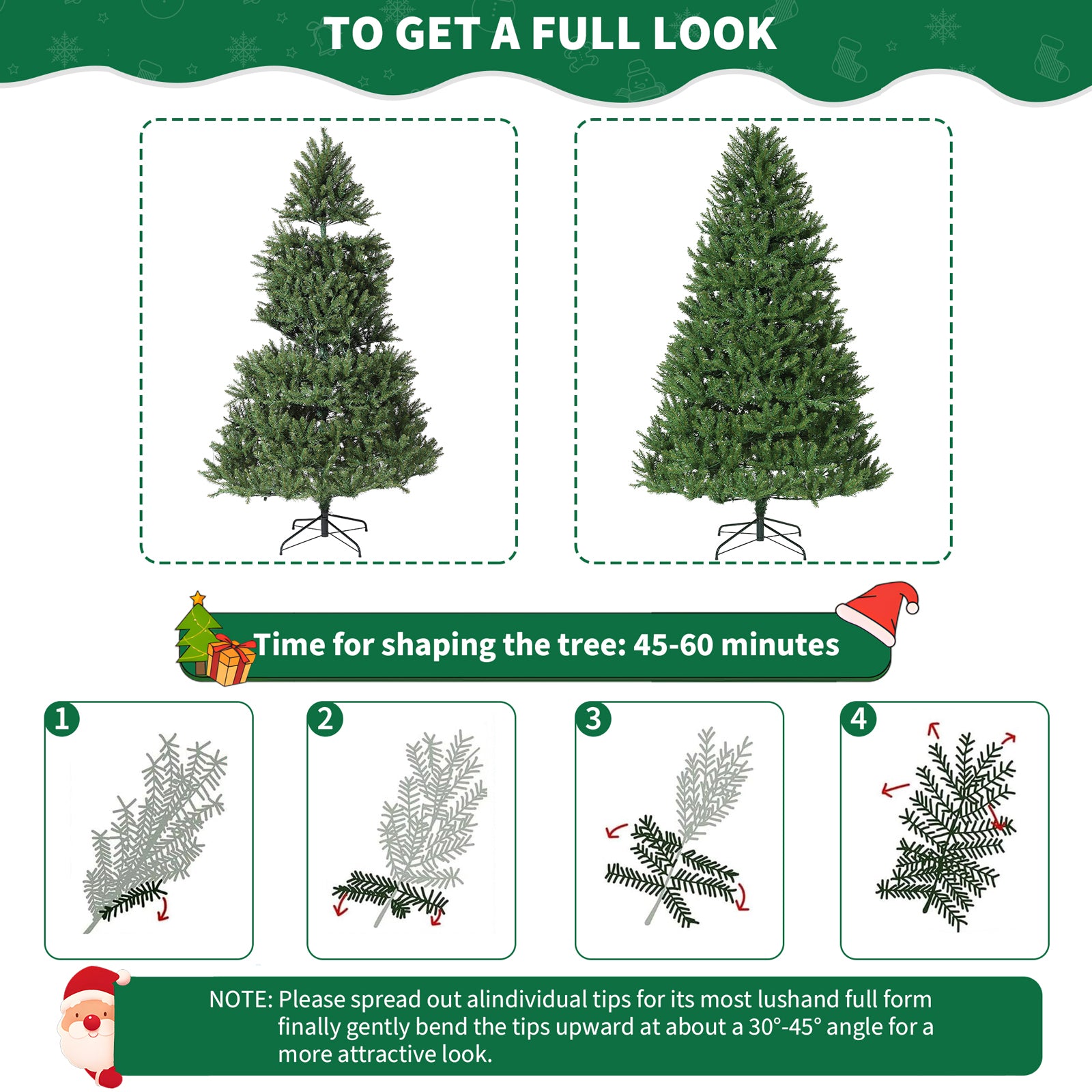 Garvee 6ft Artificial Christmas Tree, Realistic Full Shape Xmas Tree with 1584 Branch Tips, Fake Christmas Tree with Foldable Metal Base Stand, Home, Office, Party Decoration-Green