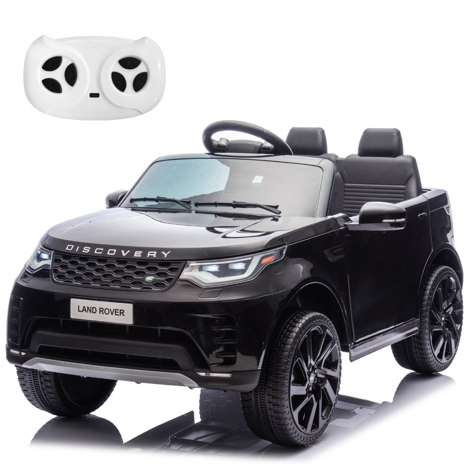 Garvee Ride P Series 12V Kids Ride On Car Land Rover Style Dual Motors 3 Speed Modes 4.5Ah Battery Safety Seatbelt Remote Control Black Outdoor Play - Black