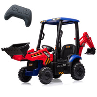 Garvee Ride - P Series: 4-in-1 Ride-On Tractor for Kids: Excavator, Bulldozer, Removable Tent, 12V Battery, Remote Control, Front Loader, Horn, EVA Tires - Red